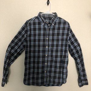 Compass Long Sleeve 100% Cotton Mens Blue Plaid Button Up Shirt Size Small
